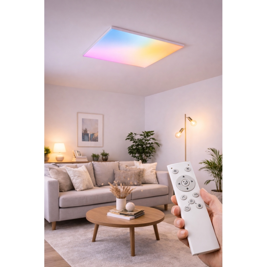 LED RGBW nadometni panel, z možnostjo zatemnitve, 24W/230V, 2700-6500K, bela + daljinski upravljalnik