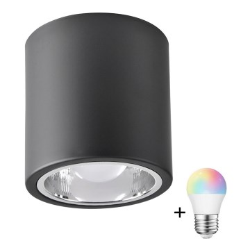 LED RGBW zatemnljiva točkovna svetilka JUPITER 1xE27/6,5W/230V 2700-6500K Wi-Fi premer 13 cm črna