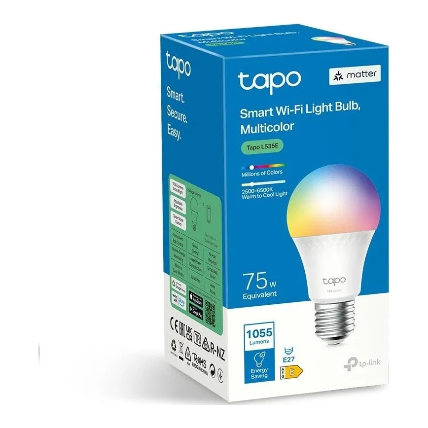 LED RGBW Zatemnljiva žarnica A60 E27/8,6W/230V 2500-6500K Wi-Fi - TP-Link