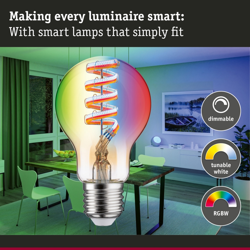 LED RGBW zatemnljiva žarnica FILAMENT E27/6,3W/230V 2200-6500K - Paulmann 29156