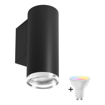 LED RGBW zatemnljivo kopalniško stensko svetilo TURYN 1xGU10/6,5W/230V 2700-6500K Wi-Fi IP44 črna