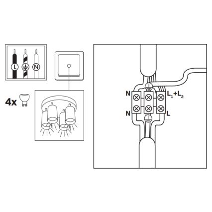 LED RGBW zatemnljivo kopalniško točkovno svetilo TURYN 4xGU10/6W/230V 3000K IP44 belo + daljinski upravljalnik