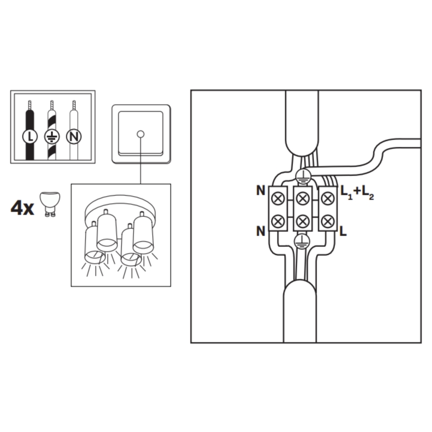 LED RGBW zatemnljivo kopalniško točkovno svetilo TURYN 4xGU10/6W/230V 3000K IP44 belo + daljinski upravljalnik