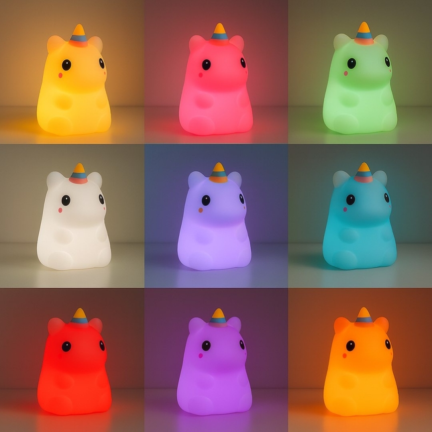 LED RGBW polnilna otroška nočna lučka na dotik, z nastavljivo svetlostjo UNICORN LED/1W/5V 1200 mAh