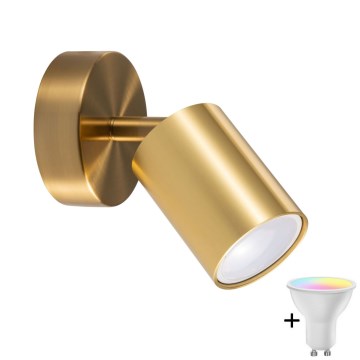 LED RGBW zatemnljivo stensko točkovno svetilo GOLDIE 1xGU10/4,8W/230V 3000K zlata + daljinski upravljalnik