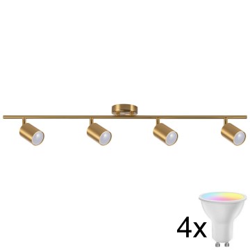 LED RGBW zatemnljivo stropno svetilo GOLDIE 4xGU10/4,8W/230V 3000K zlata + daljinski upravljalnik