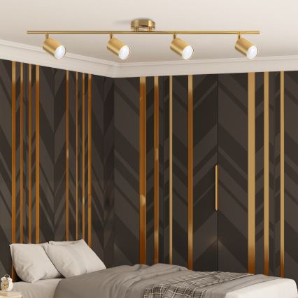 LED RGBW zatemnljivo stropno svetilo GOLDIE 4xGU10/4,8W/230V 3000K zlata + daljinski upravljalnik