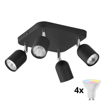 LED RGBW zatemnljivo točkovno svetilo TOP 4xGU10/6,5W/230V 2700-6500K črna