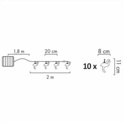 LED Solarna dekorativna veriga 10xLED/1,2V 300 mAh 3,8 m IP44 plamenec