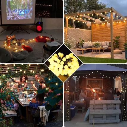 LED solarna dekorativna veriga 50xLED/8 funkcij 500 mAh 9,5 m IP67 topla bela