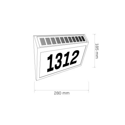 LED Solarna hišna številka NUMERO LED/3,7V 6000K 1200 mAh IP44 črna
