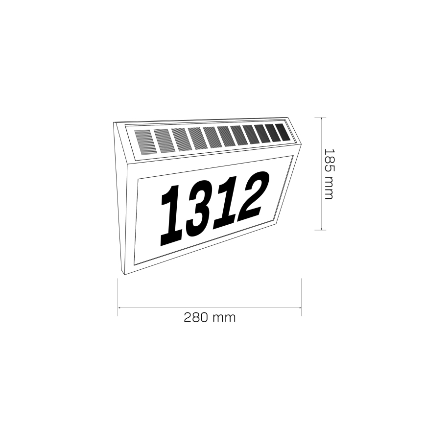 LED Solarna hišna številka NUMERO LED/3,7V 6000K 1200 mAh IP44 črna