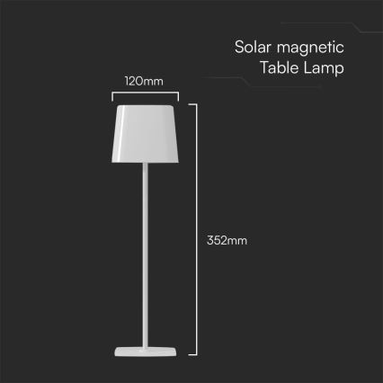 LED Solarna zatemnitvena magnetna polnilna namizna svetilka na dotik LED/5W/5V 3000-6000K 3600 mAh IP65 bela