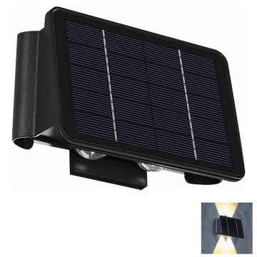 LED Solarna stenska svetilka 4xLED/1,5W/3,7V 1500 mAh IP54 črna
