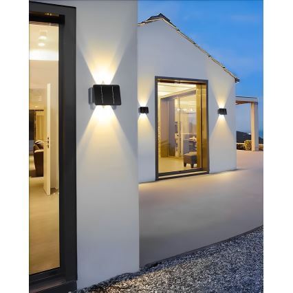 LED Solarna stenska svetilka 4xLED/1,5W/3,7V 1500 mAh IP54 črna
