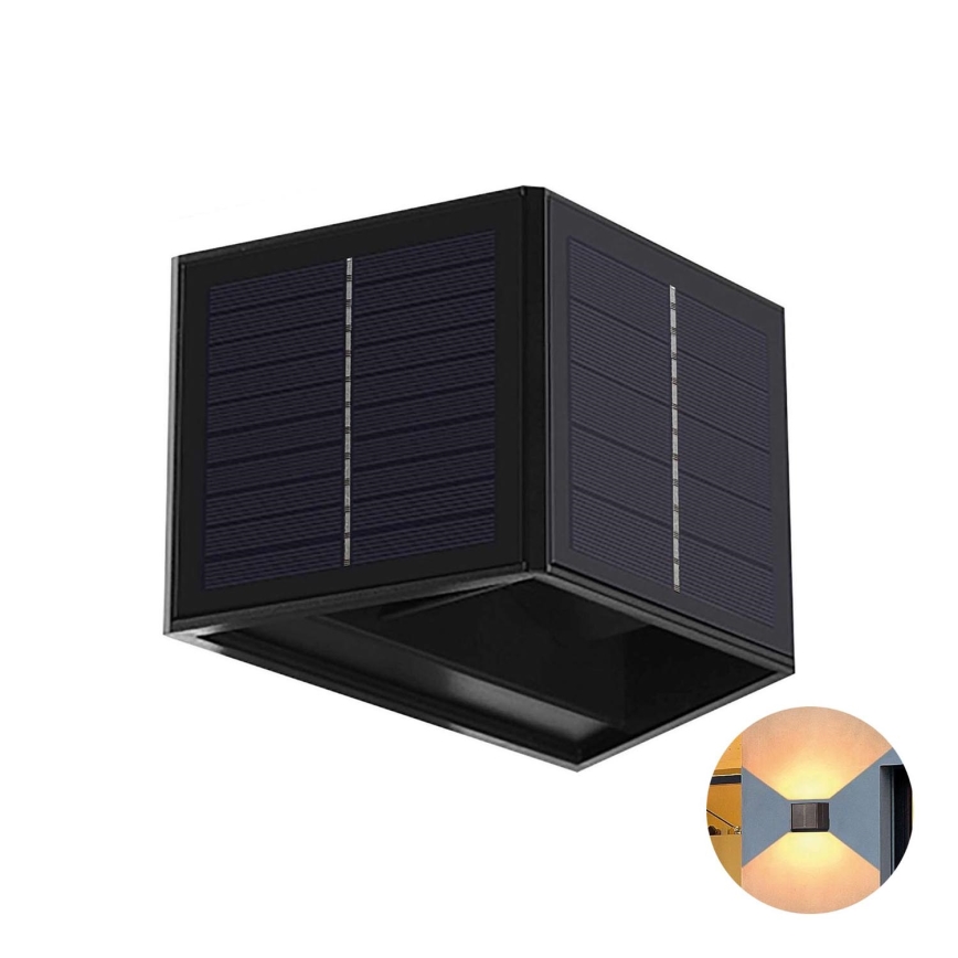 LED Solarna stenska svetilka CUBUS 2xLED/1,5W/3,7V 1500 mAh IP54