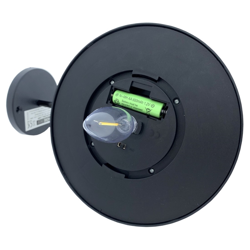 LED Solarna stenska svetilka LED/0,5W/1,2V 600 mAh IP44 črna