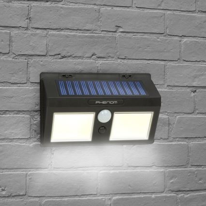 LED Solarna stenska svetilka s senzorjem 2xLED/2,5W/5,5V IP65