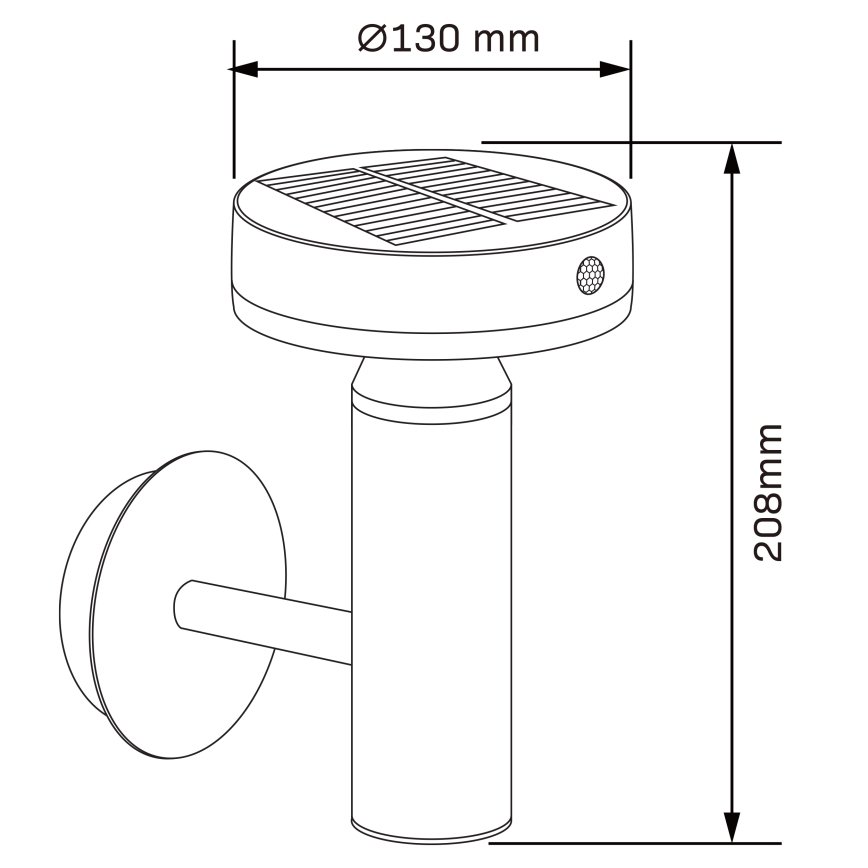 LED Solarna stenska svetilka s senzorjem GWINEA LED/4,5W/3,7V IP44 črna