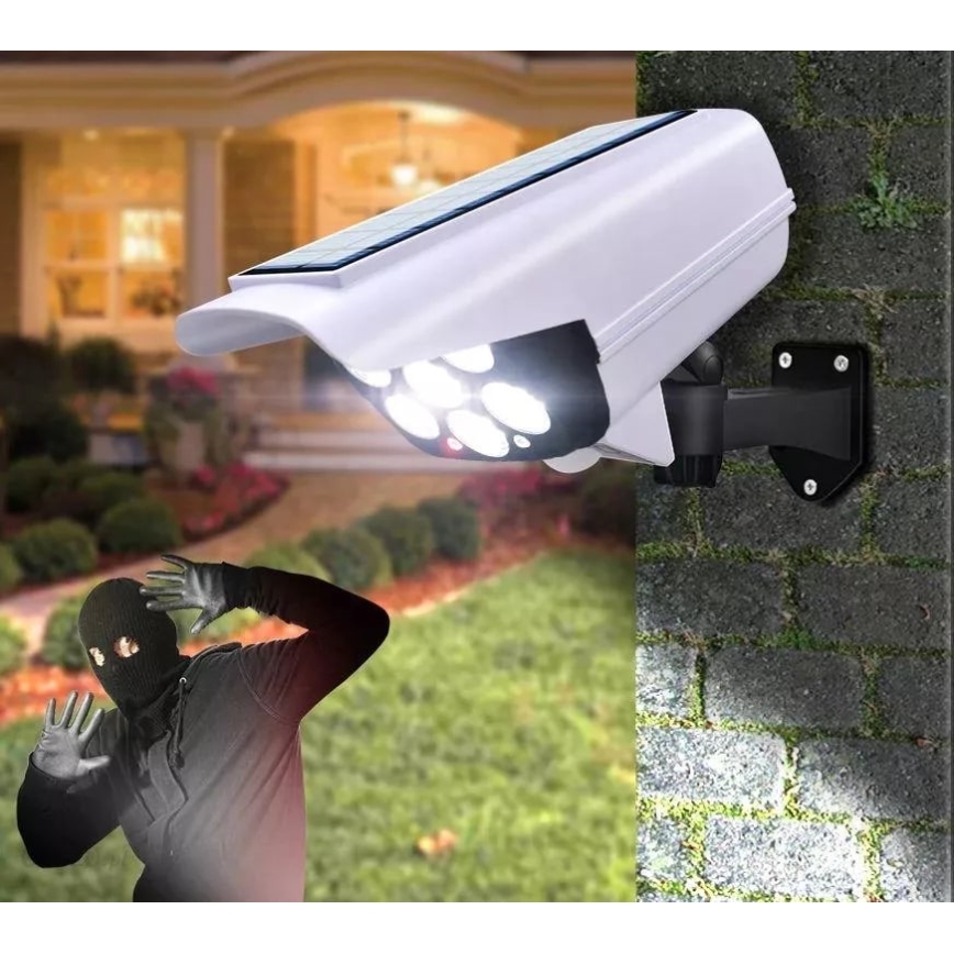 LED Solarna stenska svetilka s senzorjem KAMERA LED/1W/3,7V IP44 + Daljinski upravljalnik