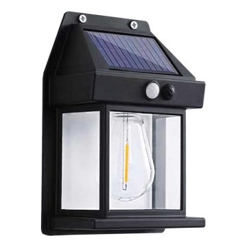 LED Solarna stenska svetilka s senzorjem LANTER LED/1W/3,7V 1200 mAh IP44 črna