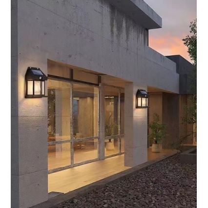 LED Solarna stenska svetilka s senzorjem LANTER LED/1W/3,7V 1200 mAh IP44 črna