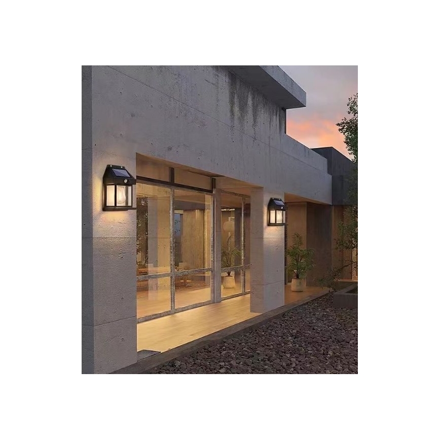 LED Solarna stenska svetilka s senzorjem LANTER LED/1W/3,7V 1200 mAh IP44 črna