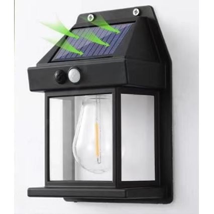 LED Solarna stenska svetilka s senzorjem LANTER LED/1W/3,7V 1200 mAh IP44 črna
