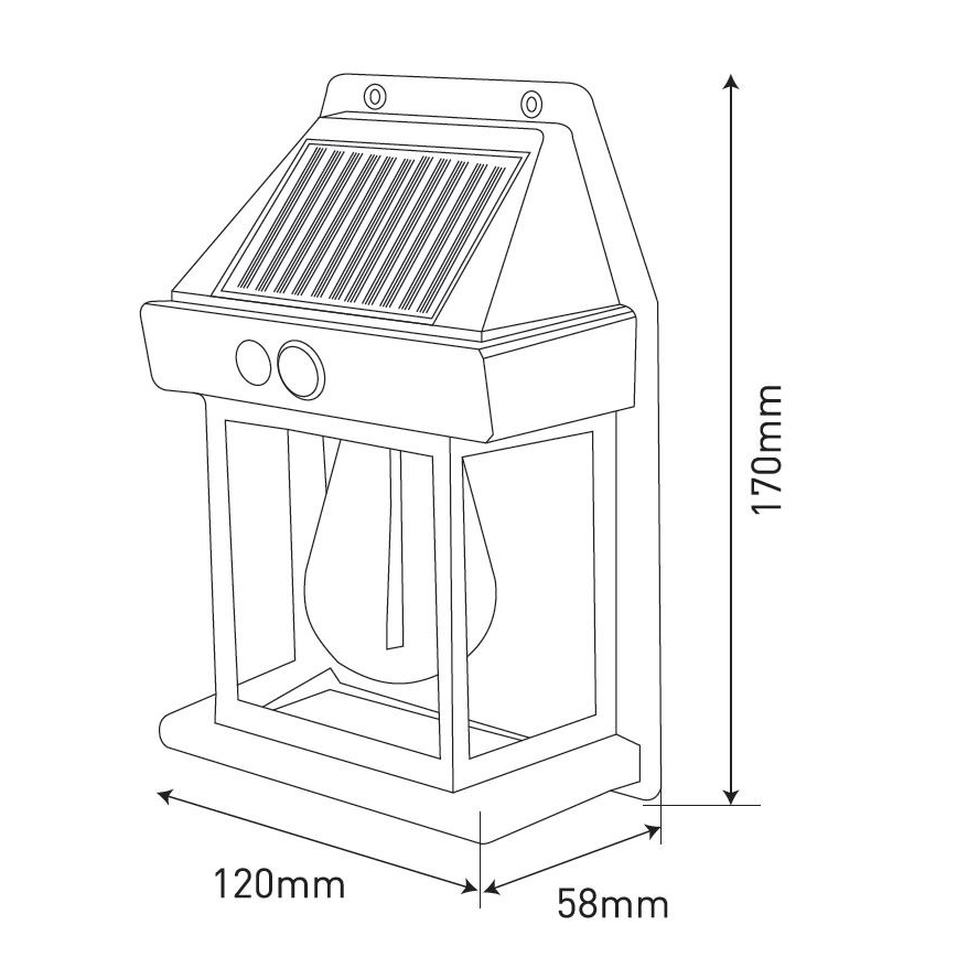 LED Solarna stenska svetilka s senzorjem LANTER LED/1W/3,7V 1200 mAh IP44 črna