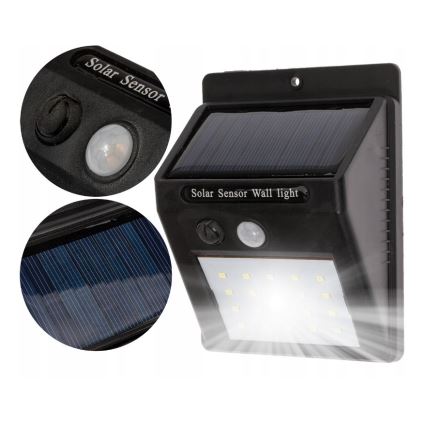 LED Solarna stenska svetilka s senzorjem LED/0,55W/3,7V 1200 mAh IP65