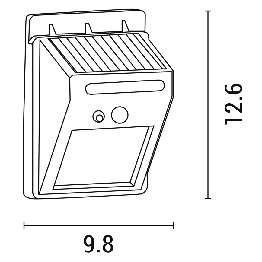LED Solarna stenska svetilka s senzorjem LED/0,55W/3,7V 1200mAh 6500K IP65
