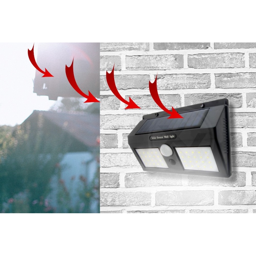 LED Solarna stenska svetilka s senzorjem LED/1,2W/3,7V 2400 mAh IP54