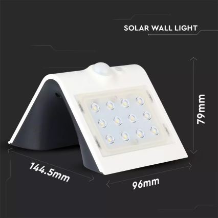 LED Solarna stenska svetilka s senzorjem LED/1.5W/3,7V IP65 1200 mAh