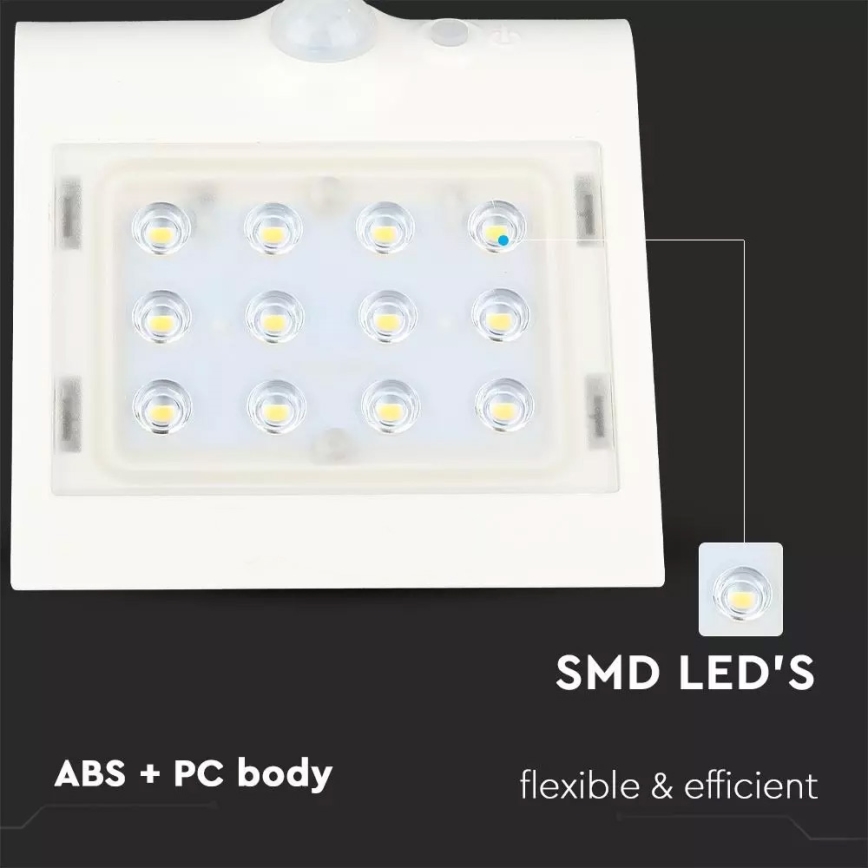 LED Solarna stenska svetilka s senzorjem LED/1.5W/3,7V IP65 1200 mAh