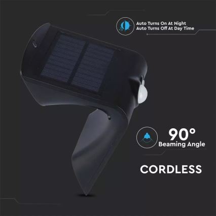LED Solarna stenska svetilka s senzorjem LED/1.5W/3,7V IP65 1200 mAh