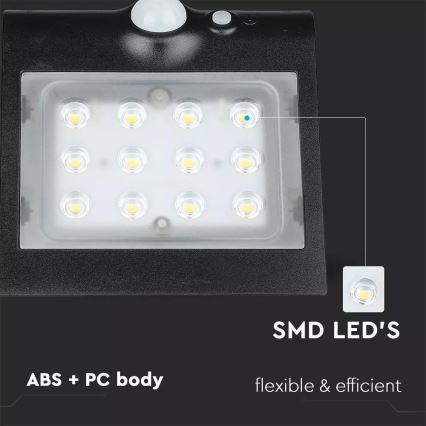 LED Solarna stenska svetilka s senzorjem LED/1.5W/3,7V IP65 1200 mAh