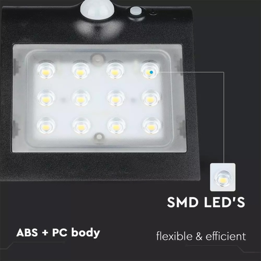 LED Solarna stenska svetilka s senzorjem LED/1.5W/3,7V IP65 1200 mAh