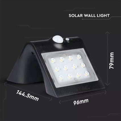 LED Solarna stenska svetilka s senzorjem LED/1.5W/3,7V IP65 1200 mAh