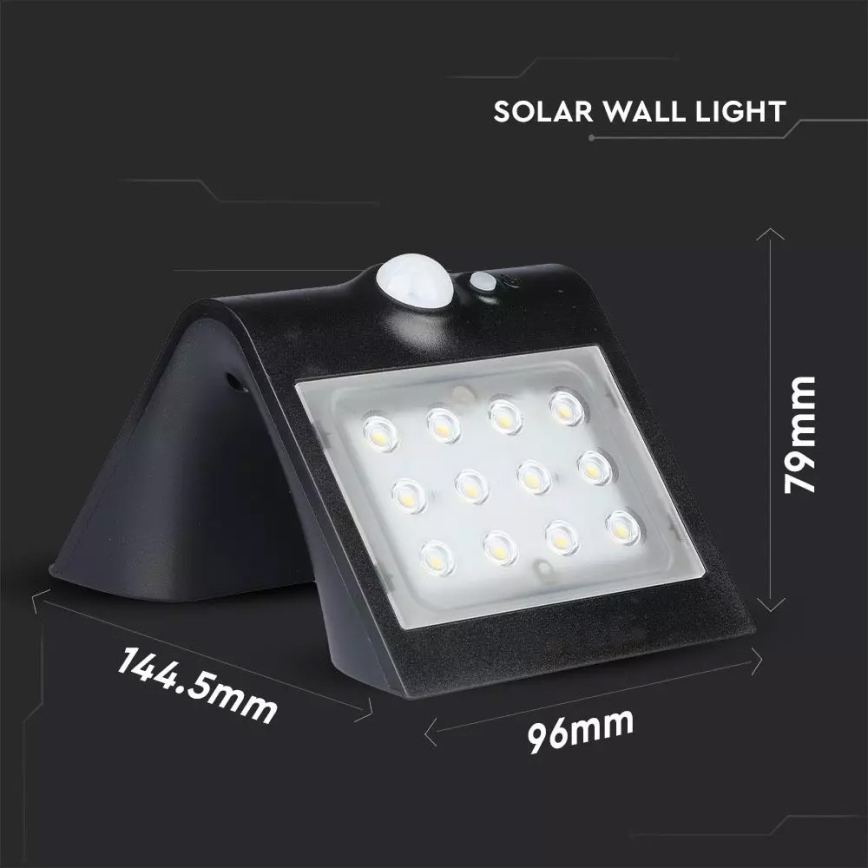 LED Solarna stenska svetilka s senzorjem LED/1.5W/3,7V IP65 1200 mAh