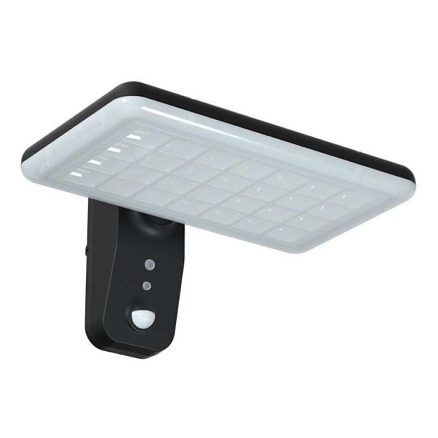 LED Solarna stenska svetilka s senzorjem LED/15W/3,2V 4000K/6000K IP65 6000 mAh črna