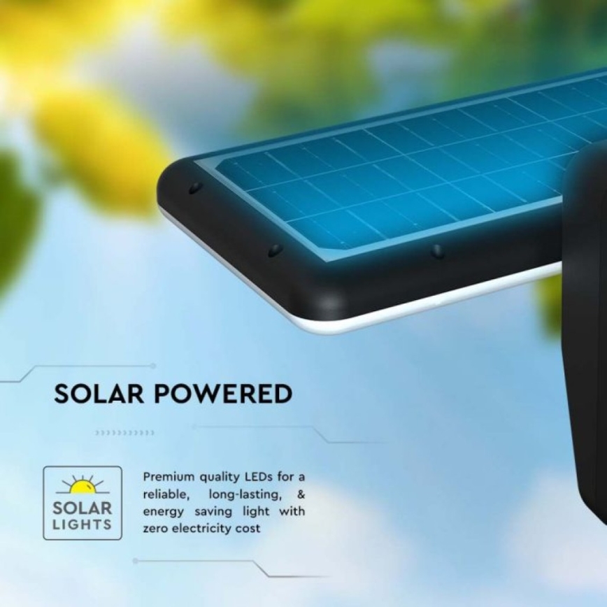 LED Solarna stenska svetilka s senzorjem LED/15W/3,2V 4000K/6000K IP65 6000 mAh črna