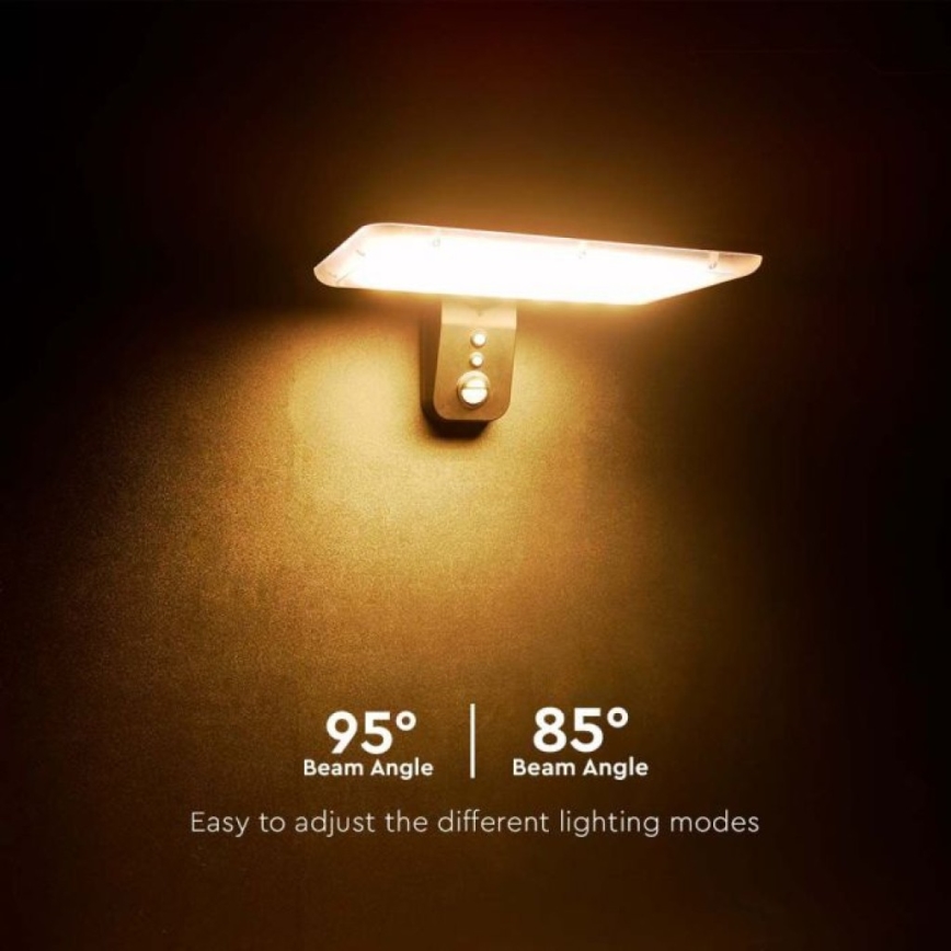 LED Solarna stenska svetilka s senzorjem LED/15W/3,2V 4000K/6000K IP65 6000 mAh črna