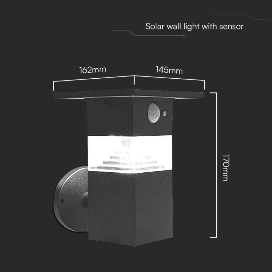 LED Solarna stenska svetilka s senzorjem LED/2,5W/3,7V IP54 3000K 2200 mAh