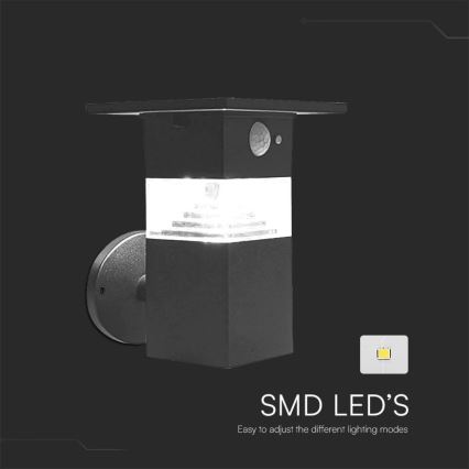 LED Solarna stenska svetilka s senzorjem LED/2,5W/3,7V IP54 3000K