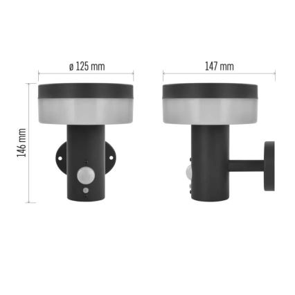 LED Solarna stenska svetilka s senzorjem LED/2W/3,7V 1200 mAh IP44