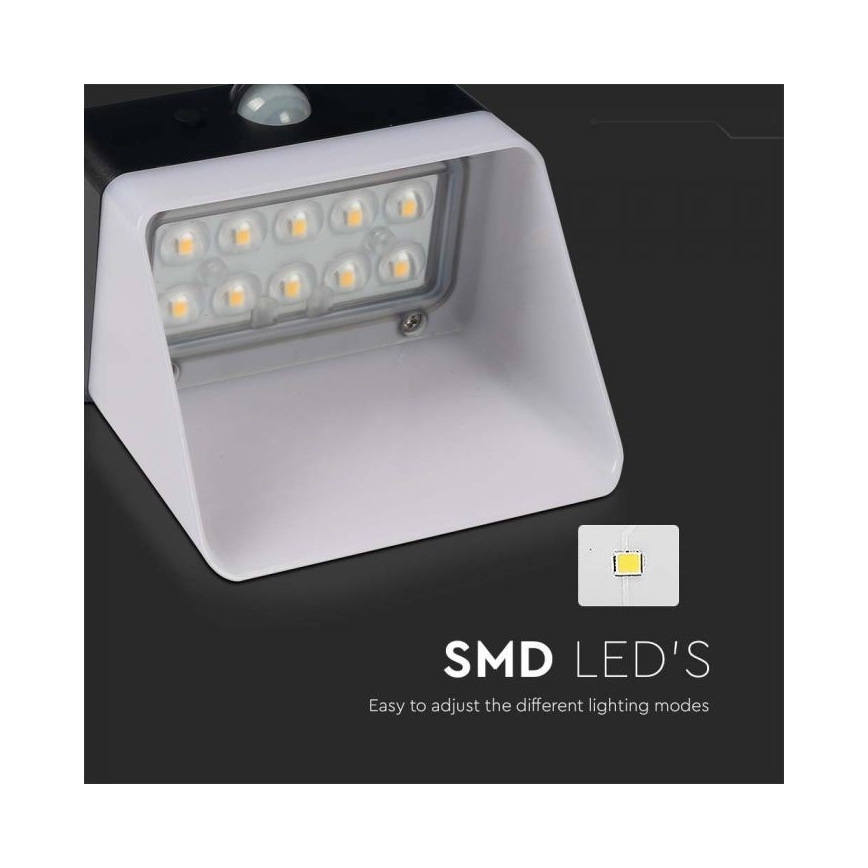 LED Solarna stenska svetilka s senzorjem LED/2W/3,7V 4000K IP65