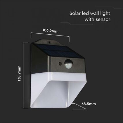 LED Solarna stenska svetilka s senzorjem LED/2W/3,7V 4000K IP65