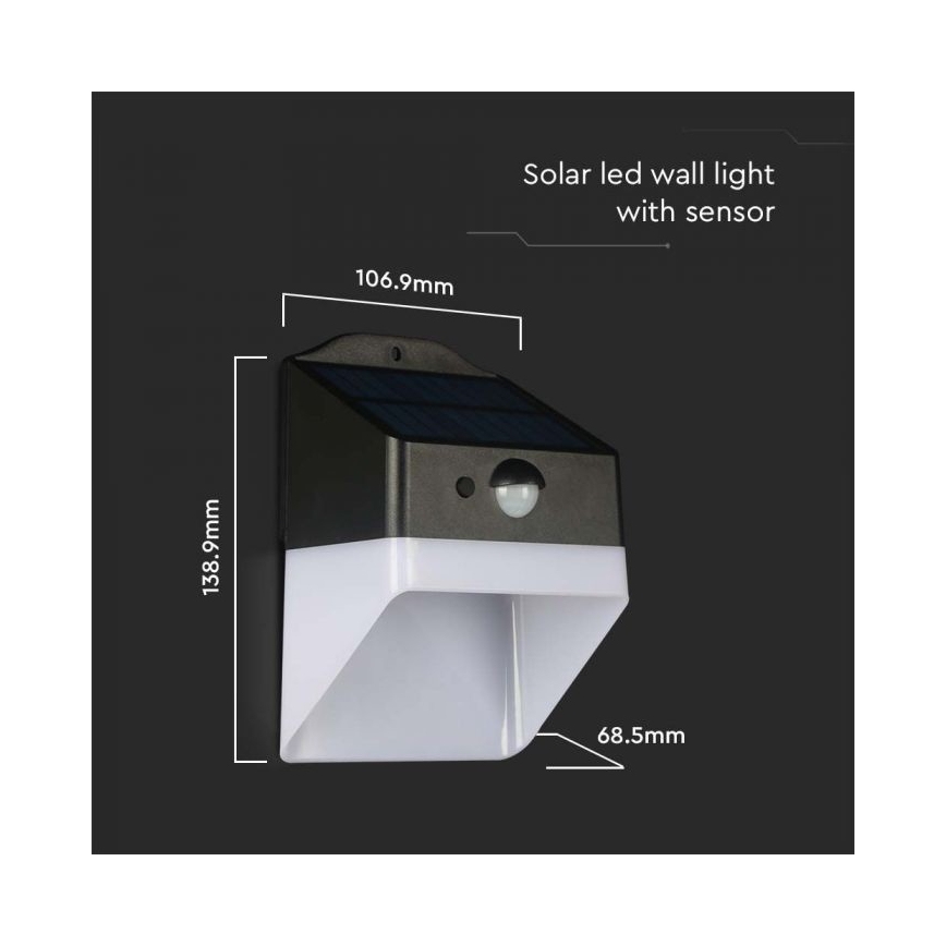 LED Solarna stenska svetilka s senzorjem LED/2W/3,7V 4000K IP65