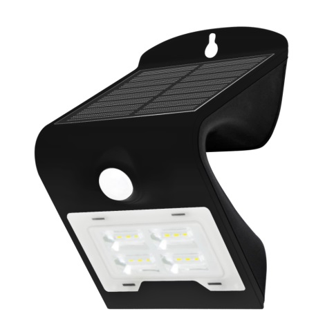 LED Solarna stenska svetilka s senzorjem LED/2W IP65 črna