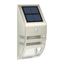 LED Solarna stenska svetilka s senzorjem LED/3,7V IP44 mat krom